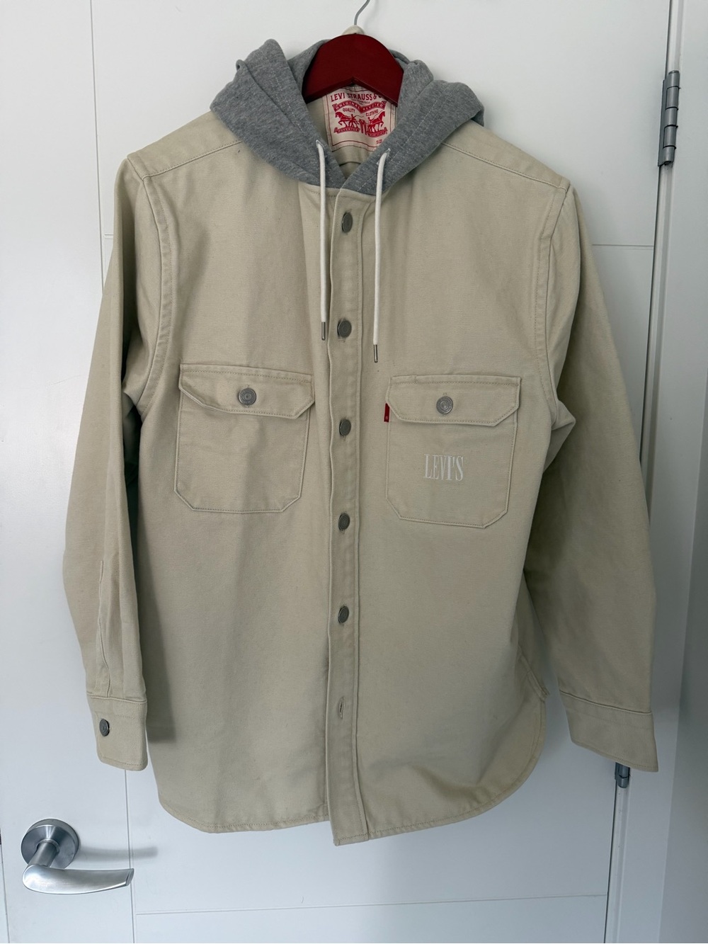 Levi's Cream Canvas Jacket with Gray Hooded Liner